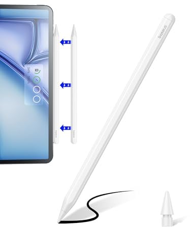 Baseus Penna iPad Ricarica Wireless, 17h Batteria, Palm Rejection, 32 Funzioni Personalizzabili, Stilo Magnetico per i Pad Pro 12,9'‘ 3-6 Gen. /11’' 1-4 Gen, Air 4/5, iPad Mini 6