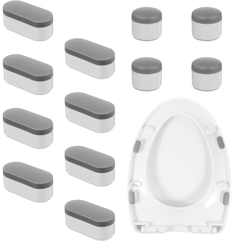 12 Pcs Toilet Seat Bumpers - Strong Adhesive Rubber Toilet Seat Bumpers for Families, Hotels, School