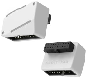 EZDIY-FAB USB 3.2 Gen 1 19-Pin 90-Grad-Header-Adapter, Weiß-STD | USB-3.0-Mainboard-Header, 19-Pin-Stecker-auf-Buchse-Konverter für Frontpanel-USB-A, 90°-Kabelführung, 5-Gbit/s-Unterstützung