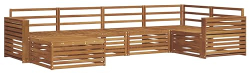 vidaXL Outdoor-Sofagarnitur 6 pcs Natur, Moderner Outdoor-Sofa, robuster Sitzecke für Garten, bequemer Lounge für die Terrasse