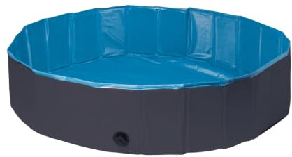 Piscine Pliable pour Chien Splash Ronde M 30 x 120 cm Bleu et Gris Foncé