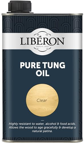Libéron Pure Tung Oil for Interior & Exterior Wood, Clear, 500ml | Premium 100% pure natural oil, Nourishes, protects & enhances, Food contact safe when dry, Water, heat & alcohol resistant