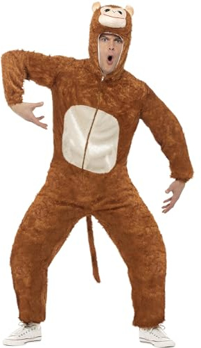 Smiffy's Men's Monkey Costume Adult Includes Jumpsuit with Hood
