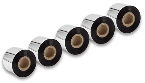 vhbw 5X Thermotransfer-Band kompatibel mit Citizen 9301, CLP 621 Drucker Etikettendrucker - Thermoband, Wischfest, 50 mm x 300 m, Schwarz