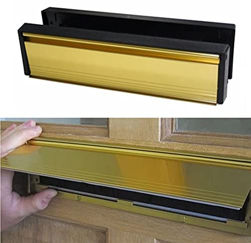 Homy Mid Rail Letter Box, Front Door Plate 12 UPVC (Gold)