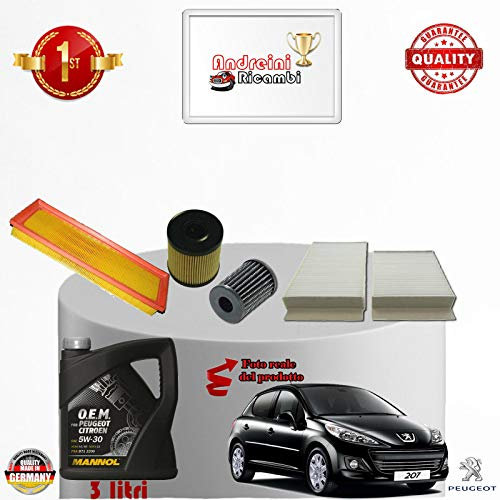 KIT TAGLIANDO FILTRI + OLIO 207 1.4 8V GPL 54KW 73CV DAL 2014 ->
