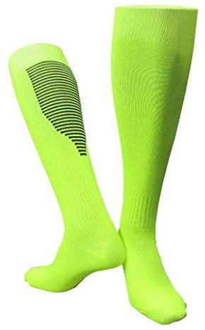 COMVIP Chaussette Haute Adulte Unisexe Mince Respirante pour Sport Football Vert Fluo