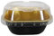KitchenDance 4 Inch Baking Pan with Snap-On Lid - 8 oz. Square Colored Aluminum Pan - Oven, Freezer, Microwave Safe - Ideal for Catering, Restaurants, Bakeries, Home Kitchens - A6 (100, Black & Gold)