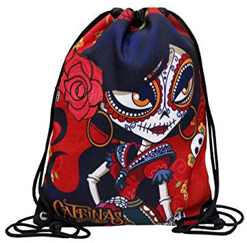 Catrinas - Mochila Saco, Rosabella, 34 x 44 cm, Color Granate, Producto oficial (CyP Brands)