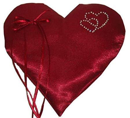 edles Ringkissen zur Hochzeit bordeaux Herz mit Strasssteinchen RK0028