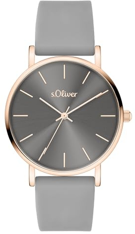 s.Oliver Damenuhr mit Silikonband - 36 mm -zeitlos und modern - Verschiedene Designs wie Blumenprint, funkelnden Steinen oder klassisch-schlicht