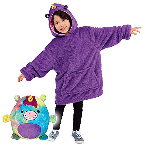 CASKIE Kinder Hoodie Decke Sweatshirt für Mädchen und Jungen 3~6 Jahre, Plüschtiere Verwandeln Sich in Kapuzen - Sweatshirt mit riesiger Tasche