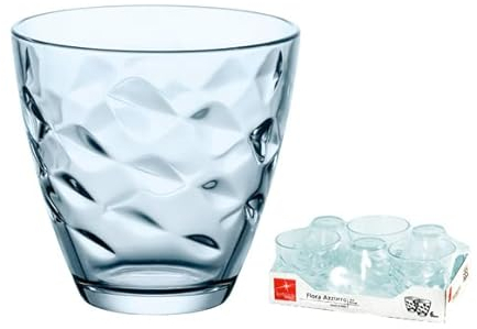 BORMIOLI ROCCO 5120217 Vassoi 6 Bicchieri Flora in Vetro, Azzurro, Cl 25, Glass