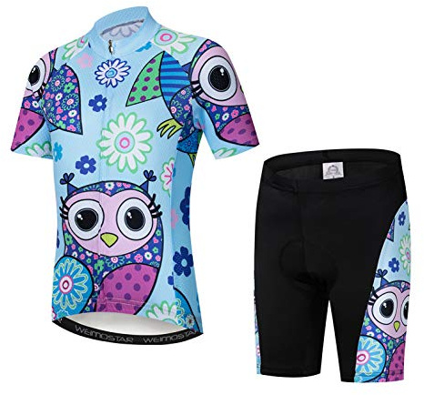 Cycling Jersey Shorts Set Padded Kids Bicycle Top Suit Children Bike MTB Shirt Boy Girl Mountain Road Clothing Short Racing Riding Tights Blue XL