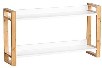WENKO Vintage Pared Finja, salón, estantería de baño, Bambú Madera de ingeniería, Naturaleza, 62,5 x 35 x 15 cm