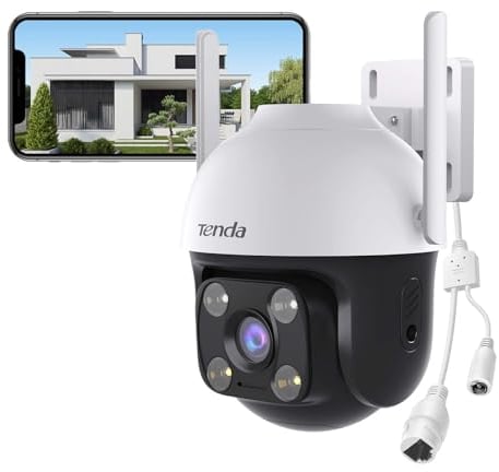 Tenda Telecamera Wi-Fi Esterno, 2K Videocamera Sorveglianza con Visione Notturna a Colori, IP Cam 360°, Audio Bidirezionale, Rilevamento di Movimento e Persone, Compatibile con Alexa, CH3