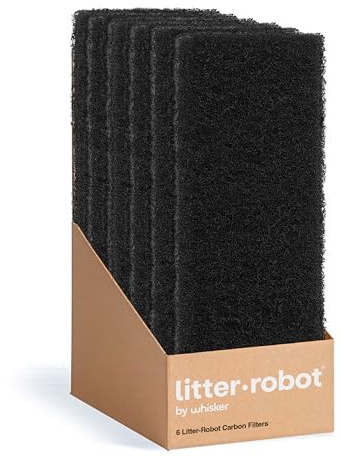 Litter-Robot Carbon Filters by Whisker, 6-Pack - Litter Box Filter, Custom Fit for Litter-Robot, Absorbs Odors & Controls Moisture,LR3-CF-6PK