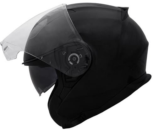 Zorax ZOR-602 Double Sun Visor Open Face Helmet - Black XL (61-62cm) | Motorbike Motorcycle Helmet Road Legal ECE 2206