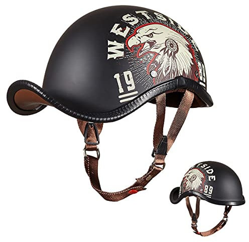 SDFGDFD Mezzo Casco Aperto per Motocicletta,Mezzo Casco da Motociclista retrò Portatile Jet Casco Scodella ECE/DOT Omologato Retro Casco Moto Aperto