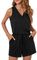 Leezepro Women Jumpsuits Summer Elegant V Neck Playsuit Casual Short Rompers with Pockets for Women Mini Playsuit(Black,L)