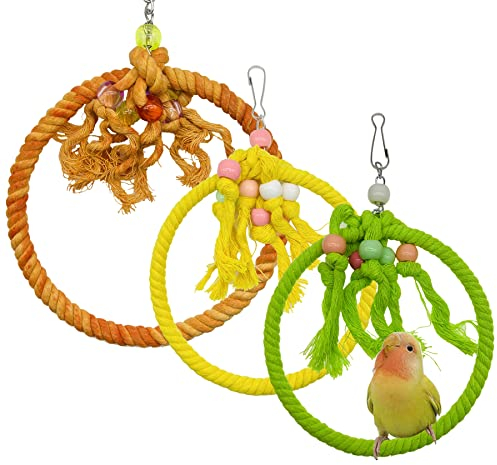 Allazone 3 Stück Vogelspielzeug, Bird Parrot Toys, Vogel Papagei Spielzeuge, Vogelschaukel Schaukel, Sitzstangen für Vögel Spielzeug Vogel Papagei Schaukel Spielzeug