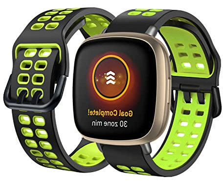 BrynnShop Silikon Armbänder Kompatibel mit Fitbit Versa/Versa 2/Versa Lite Armband Fitbit Versa 3 /Sense Armband Für Herren Damen Sport Weiche Wasserdicht Ersatzband mit (grün,Versa 3 /Sense)