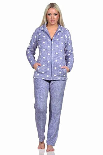 Normann Kuschelig Warmer Damen Hausanzug aus Coralfleece in toller Tupfen Punkte Optik