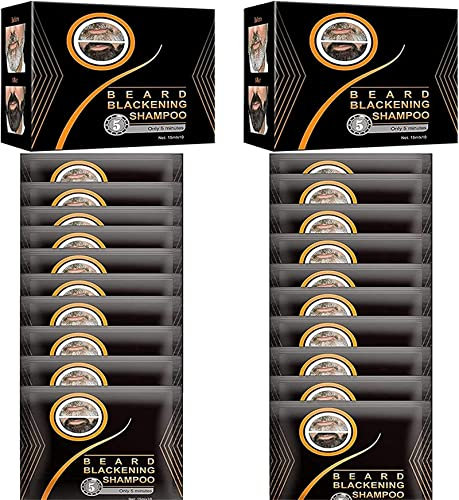 Guys Natural Darkening Beard Shampoo, Instant Mustache Darkening Sideburns Shampoo Herbal Beard Stain Long Lasting Black for Men