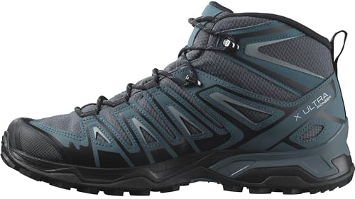 Salomon X Ultra Pioneer Mid Gore-Tex wasserdichte Herren Wanderschuhe, Alle Wetterbedingungen, Sicherer Fußhalt, Ebony, 44 ⅔