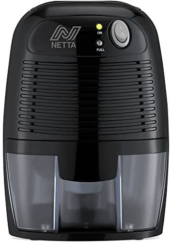 NETTA Dehumidifier 500ml Mini Air Dehumidifier for Damp, Mould, Moisture, Portable and Ultra Quiet for Home, Bathroom, Bedroom, Kitchen, Wardrobe, Basement - Black [Energy Class A+++]