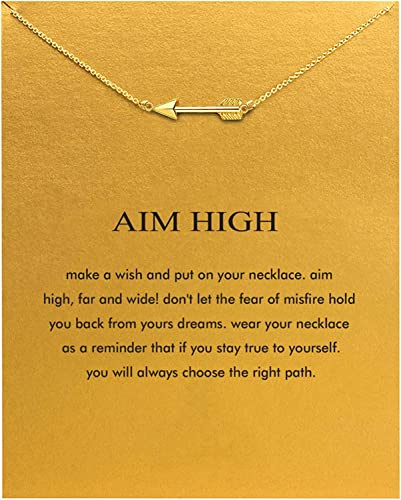 ZYAWP Unicorn Pendant Necklace with Message Card Bar Necklaces Friendship Sun Good Luck Elephant Pendant Chain Necklace for Women Girl Gift (arrow g)