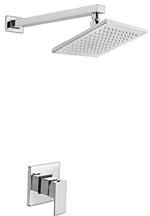 GRAWIT Duscharmatur-Set, Badezimmer-Regendusche mit LED-Edelstahl-Duschkopf, Einzelfunktions-Duschgarnitur mit Grobventil, 8-Zoll-Duschkopf A (Size : 10 Inch Shower Head A) Beautiful Scenery