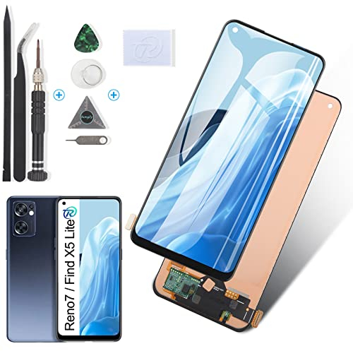 RongZy Pantalla para OPPO Reno7 5G CPH2371 CPH2363/Find X5 Lite 5G 2022 incell Pantalla Táctil LCD Kit de Pantalla de Repuesto Ensamblaje Digitalizador de Reemplazo con Herramientas(Negro)