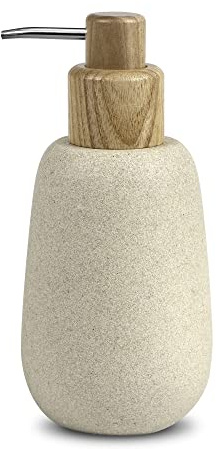 Nadi Collection Distributeur de savon liquide | Série Forest | Polyrésine | 320 ml | Pour salle de bain, cuisine, douche | 8,2 x 18 cm de haut (beige)