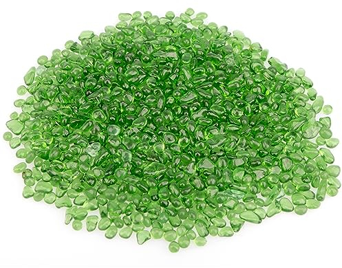 Piedras de Vidrio, Grava de Acuario de 1.1 Libras, Grava pequeña Irregular para Decoraciones de acuarios, Cuenta de Vidrio de mar para Vidrio de Pescado, Relleno de jarrón, Verde