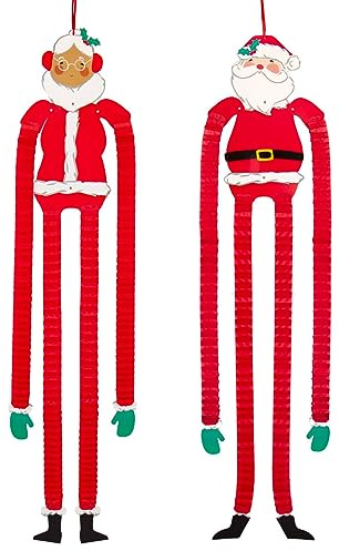 Talking Tables Mrs & Mr Santa Clause Wiederverwendbare hängende Weihnachtsdekorationen verleihen jedem Zuhause, Büro oder Klassenzimmer etwas Weihnachtsstimmung. Produkt und Verpackung sind aus 100%