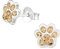 Laimons Mädchen-Ohrstecker Ohrringe Kinderschmuck Hundepfote Pfote mit Glitzer aus Sterling Silber 925 (Champagner)