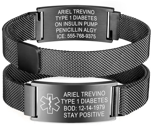Notfallarmband SOS ID Armband Personalisierte - Verstellbare Edelstahl Medizinisches SOS Armband mit Gravur Diabetes Allergie Epilepsie Telefonnummer Notfall Armbänder für Herren Erwachsene Senioren