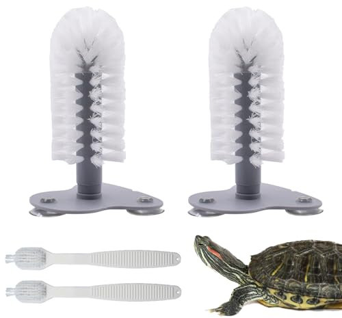 JINGHANGER 2 Pièces Brosse de Nettoyage Carapace de Tortue avec Ventouse et 2 Pièces Brosse de Nettoyage en Plastique Accessoires pour Tortues d'aquarium pour Nettoyer la Carapace de Tortue
