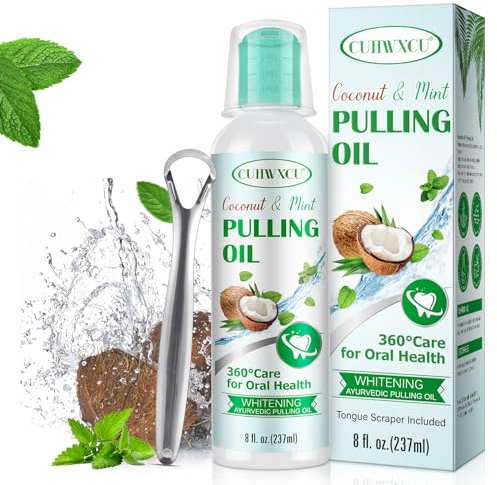 Mundspülung mit Kokosnuss & Pfefferminzöl 237ml, Cool Mint Ayurvedische mundwasser, frischen Atem, Zahnweiß und gesundes Zahnfleisch mundspÃlung ohne alkohol Coconut Oil Pulling 8 fl oz