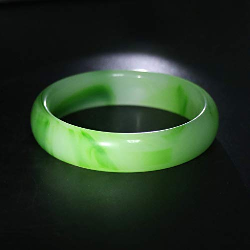 SANRLO Armband, trendiges grünes Jade-Armband aus Kunstharz, zieht Reichtum und Glück an, Armreif, Schmuck, keine echte Jade zum Muttertag, Width 2cm, inner diameter 6.5cm, Acryl