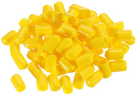 uxcell 100pcs Rubber End Caps 9mm ID Vinyl PVC Round Tube Bolt Cap Cover Screw Thread Protectors Yellow