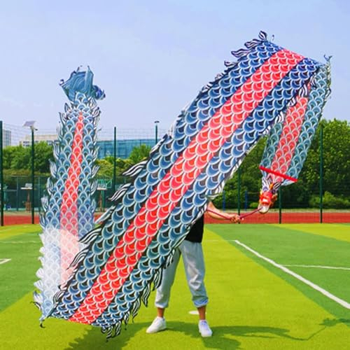 Spielplatzspiele mit tanzenden Drachenflaggen, Jonglierrequisiten for Neujahr, Sich drehende Bänder for Outdoor-Sportarten for Senioren(Color:Black,Size:10 m (33 ft))