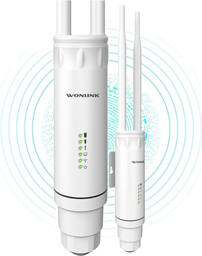 WONLINK Ripetitore WiFi Esterno, 1200Mbps WiFi Extender Esterno Dual Band 5GHz&2.4GHz Access Point Esterno con 24V PoE Power, Porta Ethernet, 2*Antenna ad Alto Guadagno, Impermeabile IP66