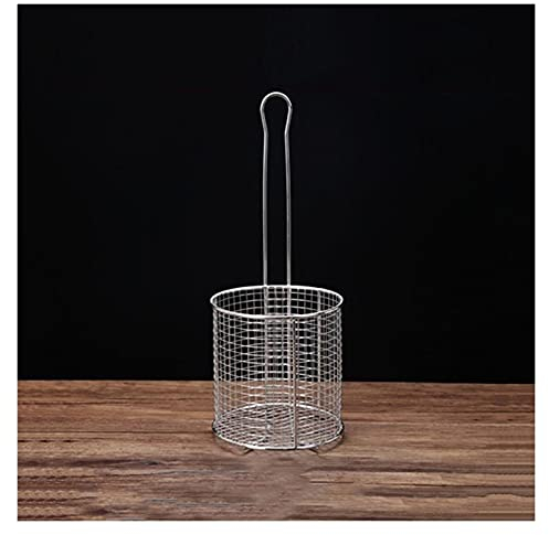 IMEITE Strainer Stainless Steel Solid Skimmer Basket, Skimmer Spoon with Long Handle Dense Mesh Filter Suitable for Daily Frying Steaming and French Fries Mesh Basket(L)