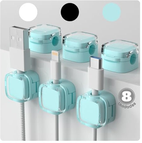 Sujeta Cables Adhesivo. Clips Para Cables. Pasacables Pared. Grapas Cable Pared. Accesorios Escritorio. Organizador Cables Escritorio Con Cierre Magnético. 8 Uds. ALBURANⓇ