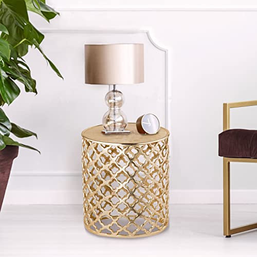 casamia Beistelltisch Metall Dekotisch ø 40x45 cm rund Kairo Silber o. Gold Farbe Gold