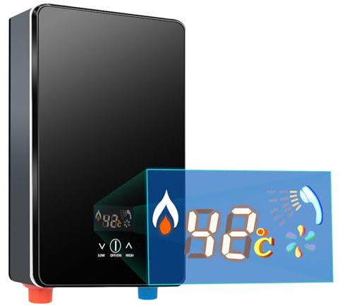 ACROSSPART 6500 W, scaldabagno elettronico istantaneo per doccia, da cucina con bagno, kit doccia 220 V, mini scaldabagno elettrico istantaneo con scaldabagno digitale per cucina, bagno