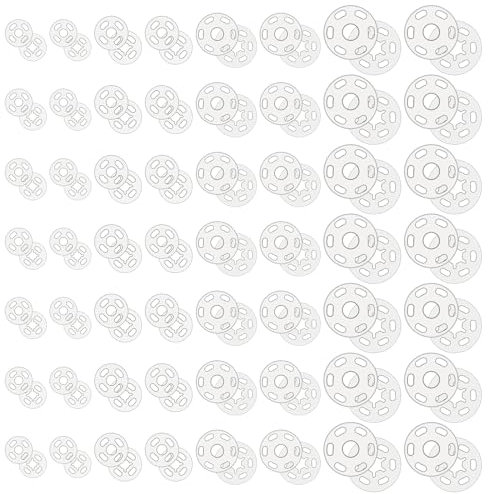 Ptwola 120 Stück Kunststoff Druckknöpfe zum Annähen 7/10/15/20 mm Transparente Druckknopf Unsichtbare Knopf zum DIY Nähen von Kleidung, Basteln, Hemden, Hosen, Rucksäcken