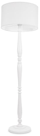 ValueLights | Traditional White Wood Candlestick Floor Lamp with White Fabric Drum Shade for Living Room | Floor Lamps, Home Décor & Improvement Essential | Included LED Bulb